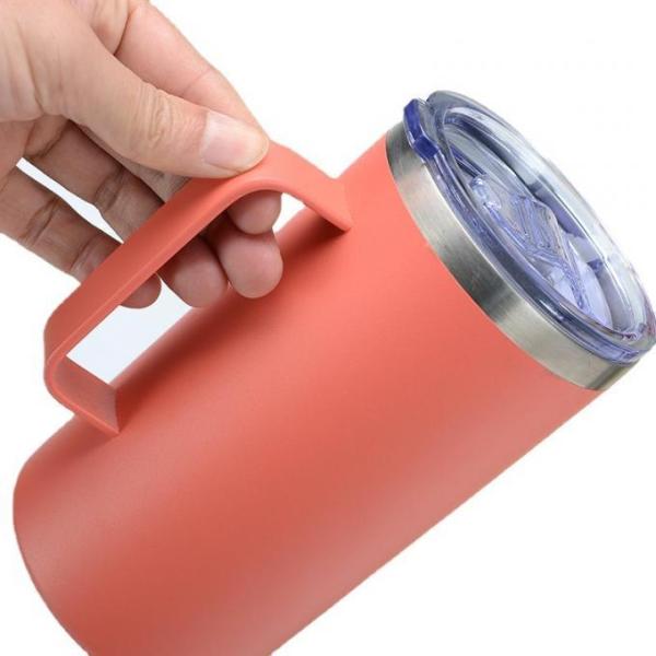 Direct Drinking Leakproof Vacuum Insulation Mug Double Wall Stainless Steel Beer Mug With Handle And Lid Easy To Hold Multiple Color Options
