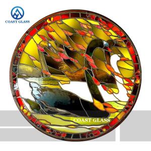 China Villa Farmhouse Stained Glass Custom Size Circular Traditional wholesale