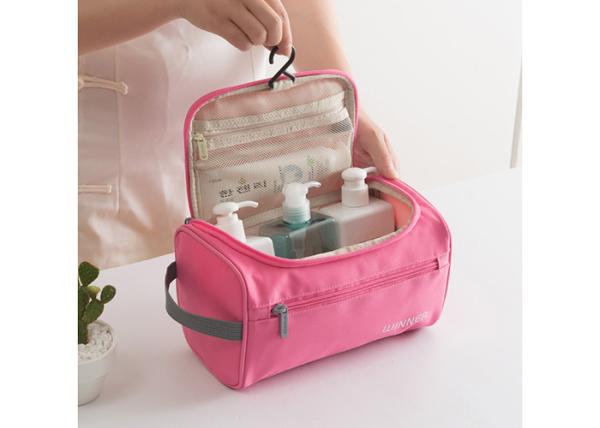 Quality Polyester Travel Toiletry Bag OEM / ODM Service Pink Color For Ladies for sale