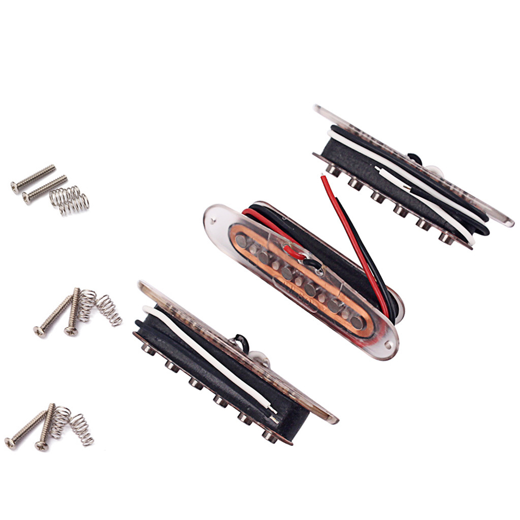 Set Of Single Coil Pickup Set SSS For Fender Strat Style Guitar Copper Color With Transparent Cover