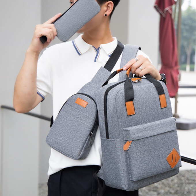 Waterproof Three In One Backpack Nylon Computer Backpack Set With USB