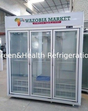 Commercial -18C Self - Contained Upright Display Glass Door Freezer For Frozen Food