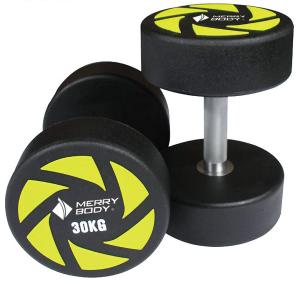 China PU Weight Lifting Dumbbell 50kgs Rubber Round Customized Logo wholesale