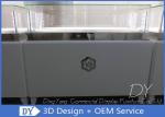 Rectangle White Wooden Jewelry Glass Display Cabinet With Powder - Coated