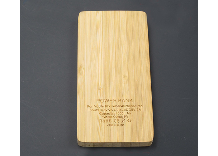 Bamboo Wooden Wireless Power Bank Polymer Double U 8000mAh Big Capacity Fast Charger