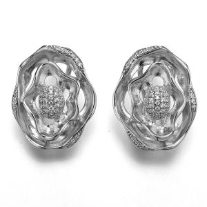 China Gold Earrings Design 925 Silver CZ Earrings Oval Swirl Ear Cuff Earrings wholesale