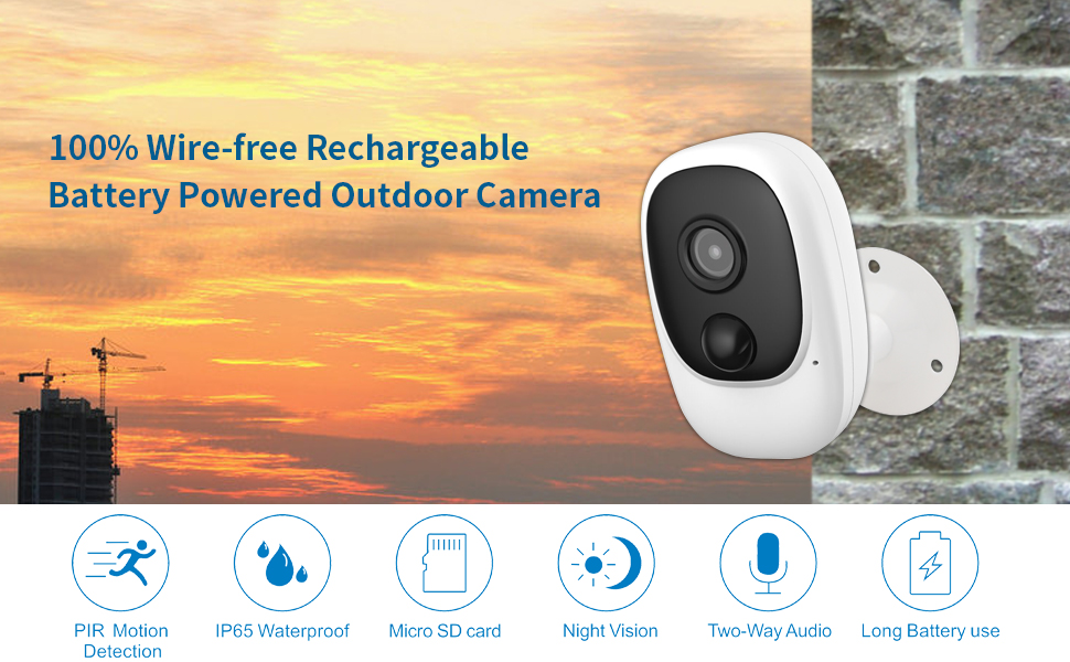Remote Control Night Vision Two-way Audio Pir Wify Outdoor Camera Work with Tuya Amazon Google App