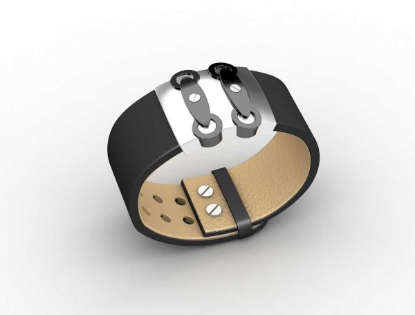 Top Quality Europe Fashion Stainless Steel Genuine Leather Silicone Bangle