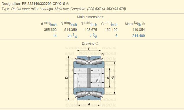EE333140/333203CD cross taper roller bearing made in china