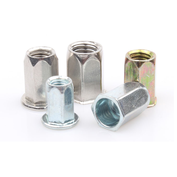 Flat Head Riveted Nuts Flat Round Head Internal And External Half Hex Rivet Nuts Hex Insert Rivet Nut