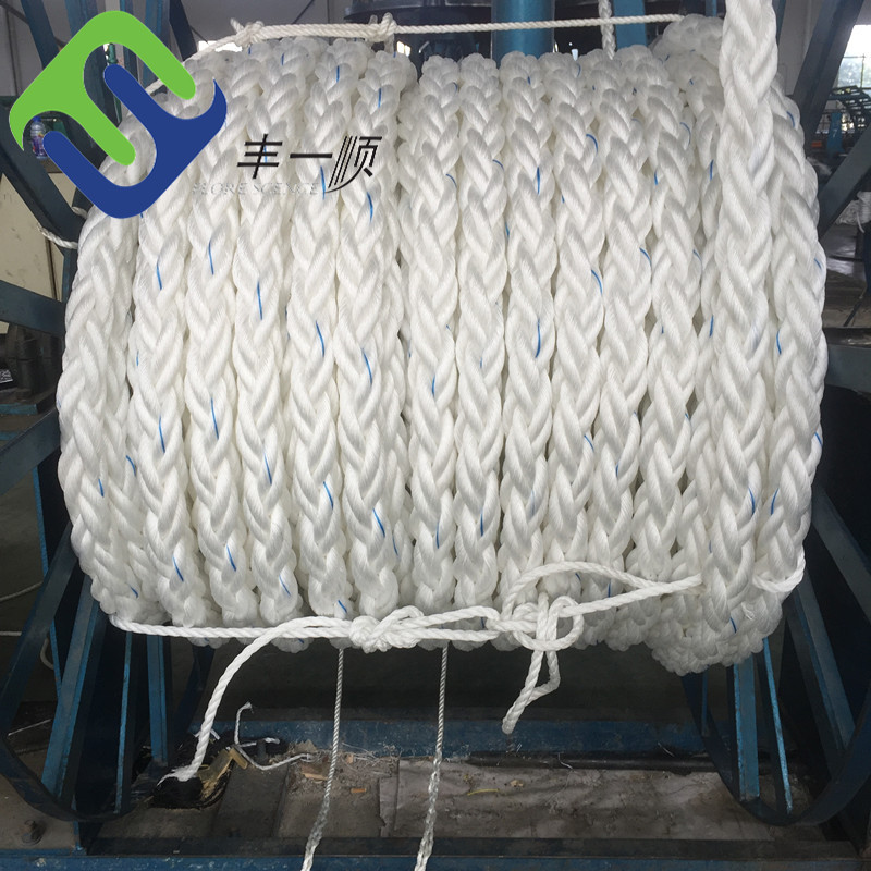 Mooring PP Floating 8 Strand PP Rope 48mmx220m Braided Marine White Color