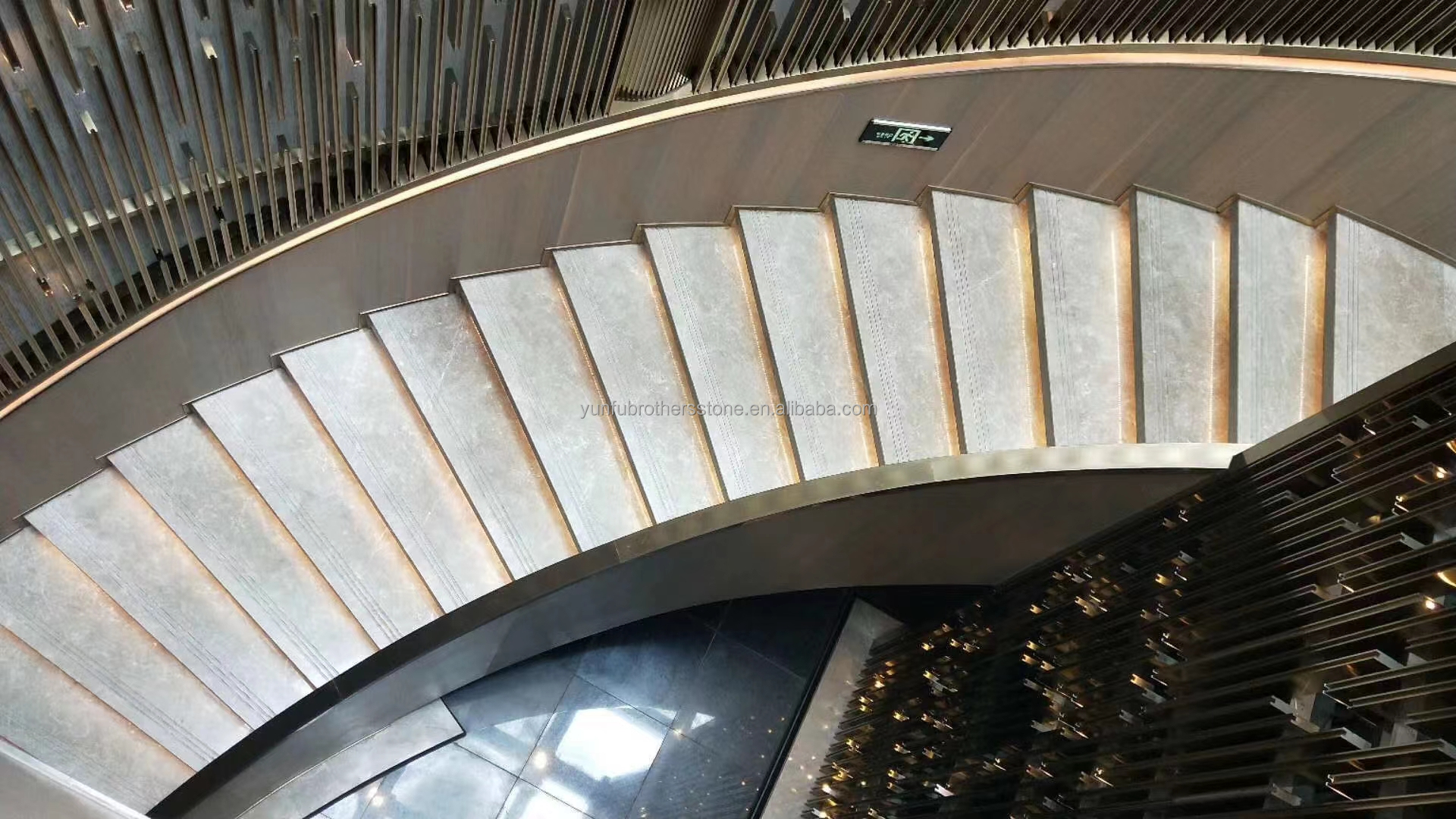 Modern Panda White Calcite Marble Staircase Stone Decorative Marble Stairs at Hallway