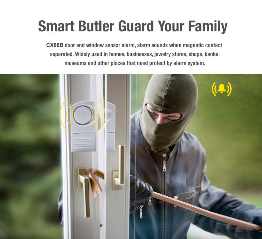 130dB Magnetic Door Window Mini Alarm Chime With Key Button CX88B