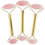145mm Length Rose Quartz Jade Roller Double Duty Stainless Steel Handle