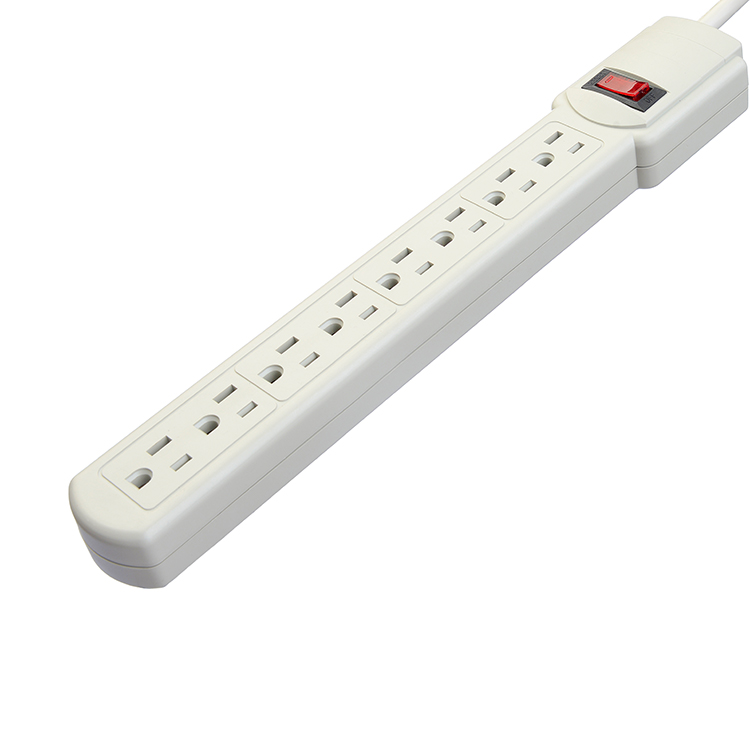 6 Outlet Power Strip with 2.5 Feet ETL Power Socket Extension and Durable Oxygen Free Bared Stranded Copper