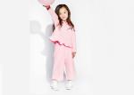 Pretty Cotton Little Girls Sleepwear Set , Girls Sweat Suits Petal Shaped Hem