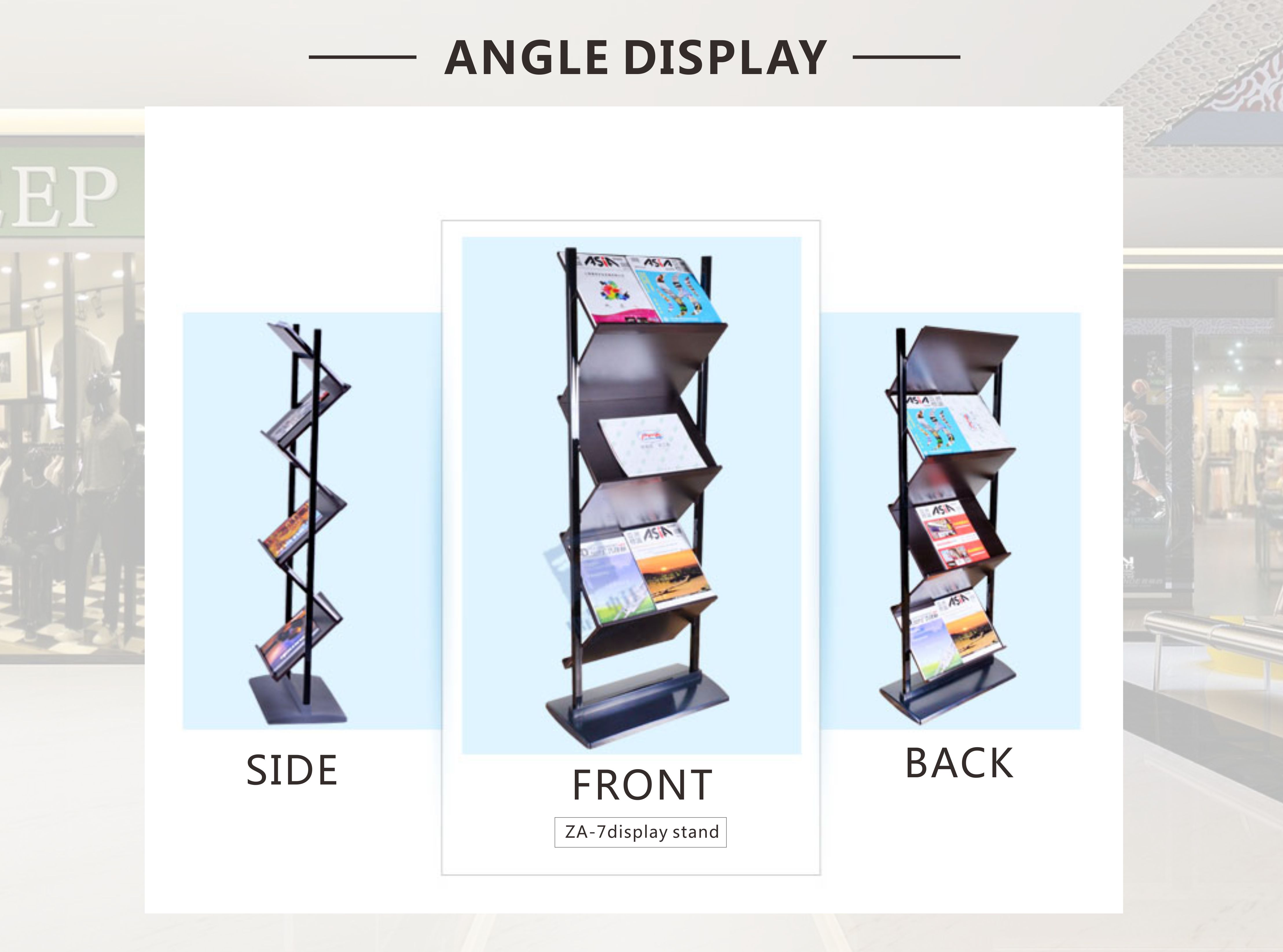 Zig Zag Detachable Information Display Stand 460X350mm Aluminum Profile