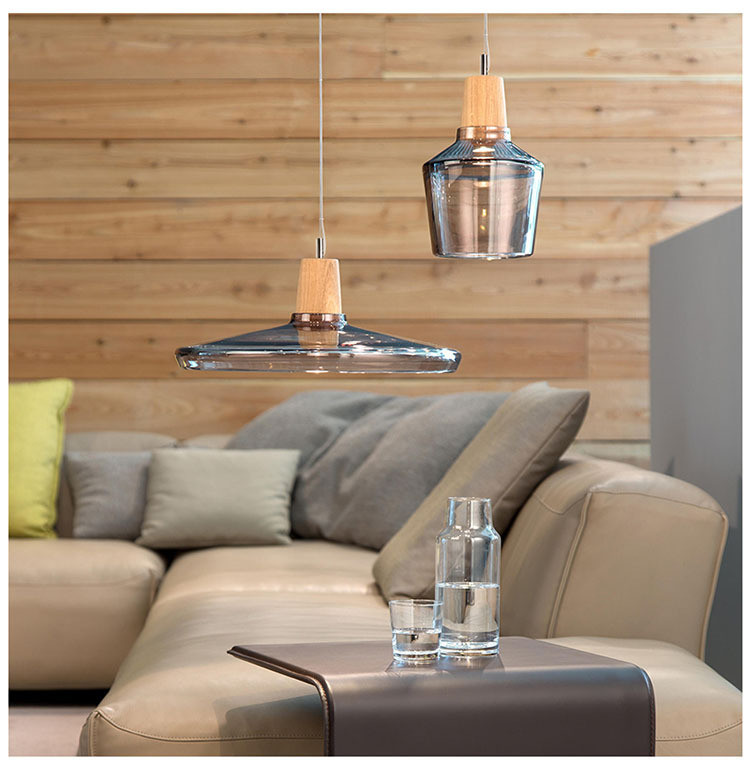 Modern Glass Lampshade Wooden Pendant Light Bar Dining Loft Industrial 15-16P Pendant Lamp(WH-GP-162)
