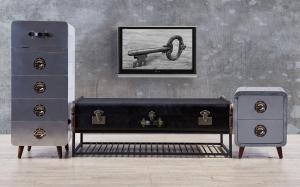 China Top Genuine Leather Side Coffee Table Metal Lock Steel Frame With Drawers wholesale