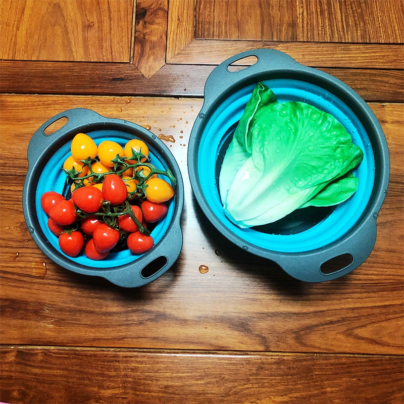 Foldable Collapsible Silicone Colander Fruit Vegetable Washing Basket Strainer