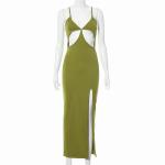 Stitching Backless Womens Party Maxi Dresses , High Slit Open Shoulder Maxi