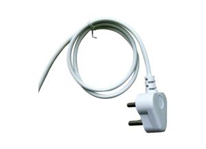 China South African White 3 Round Pin Power Cord without stopper 0.5m-10m copper power cable wholesale