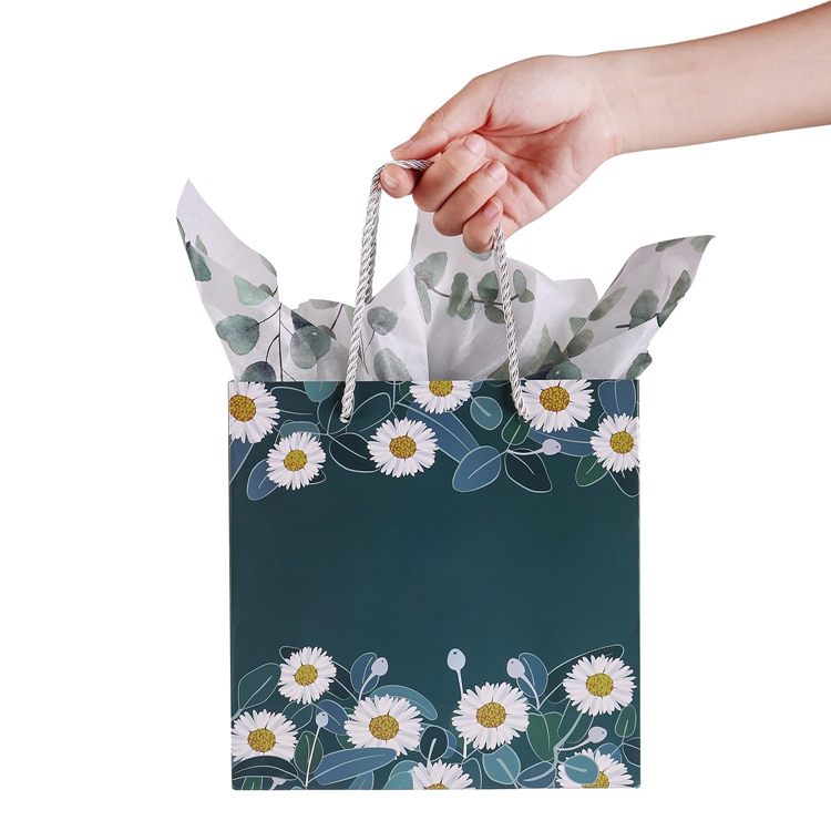 Custom Made Portable Logo Paper Bag With Rope Handle for Stickers and Gift Craft