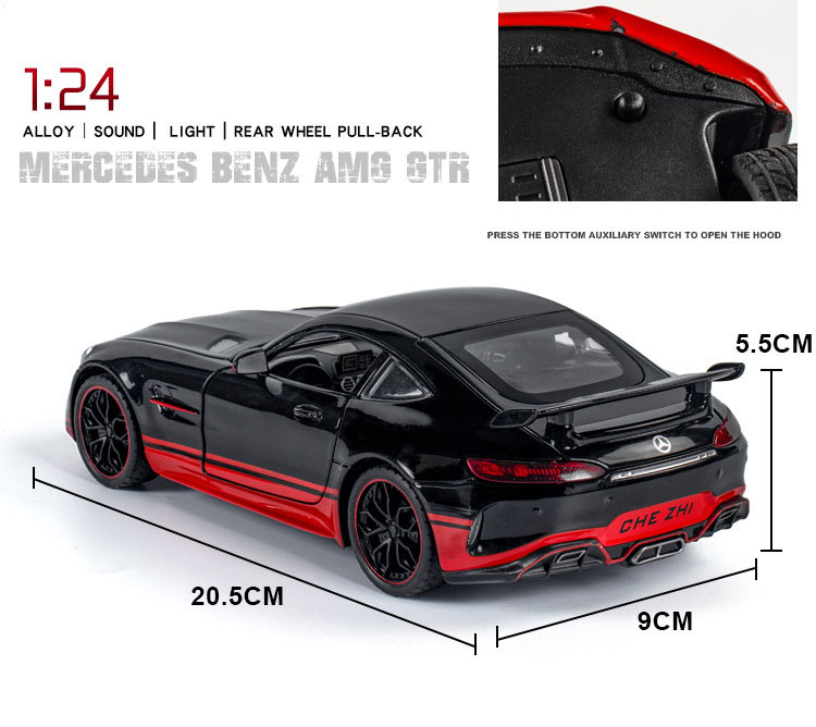 Alloy Amg Car Model 1 24 Daben Gtr With Spray Recoil Acousto-Optic Simulation Sports Car