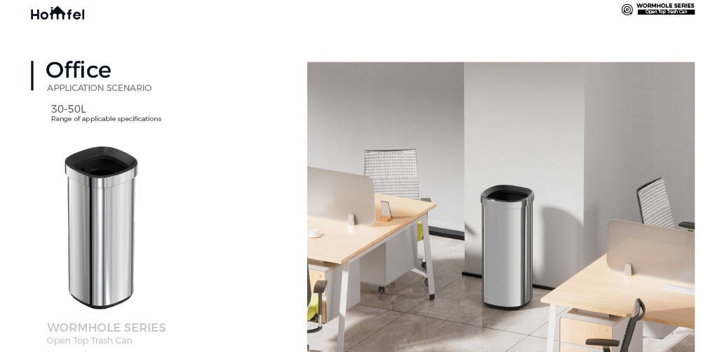 8L 12L 20L 30L Open Top Stainless Steel Trash Can Rectangular Customer Logo