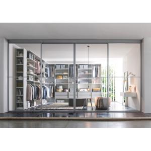 China Light Grey Fitted Walk In Wardrobe Closet Customized With Dressing Table wholesale