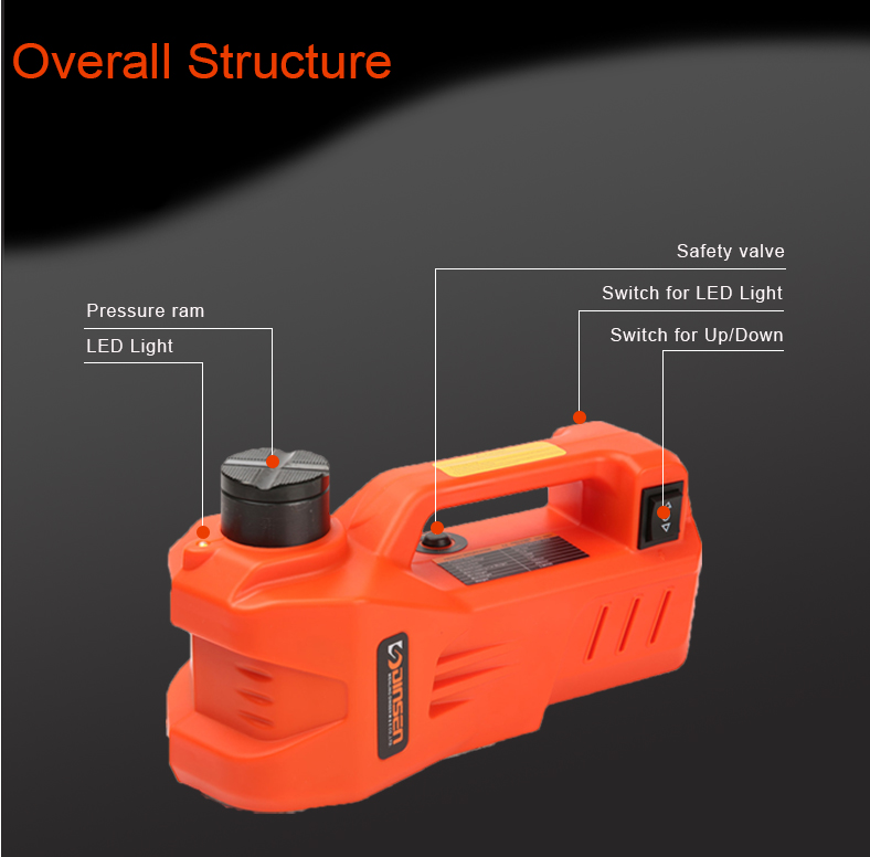 Portable Electric Hydraulic Jack Quick Lift ISO9001 Approved With 3.5m Cable