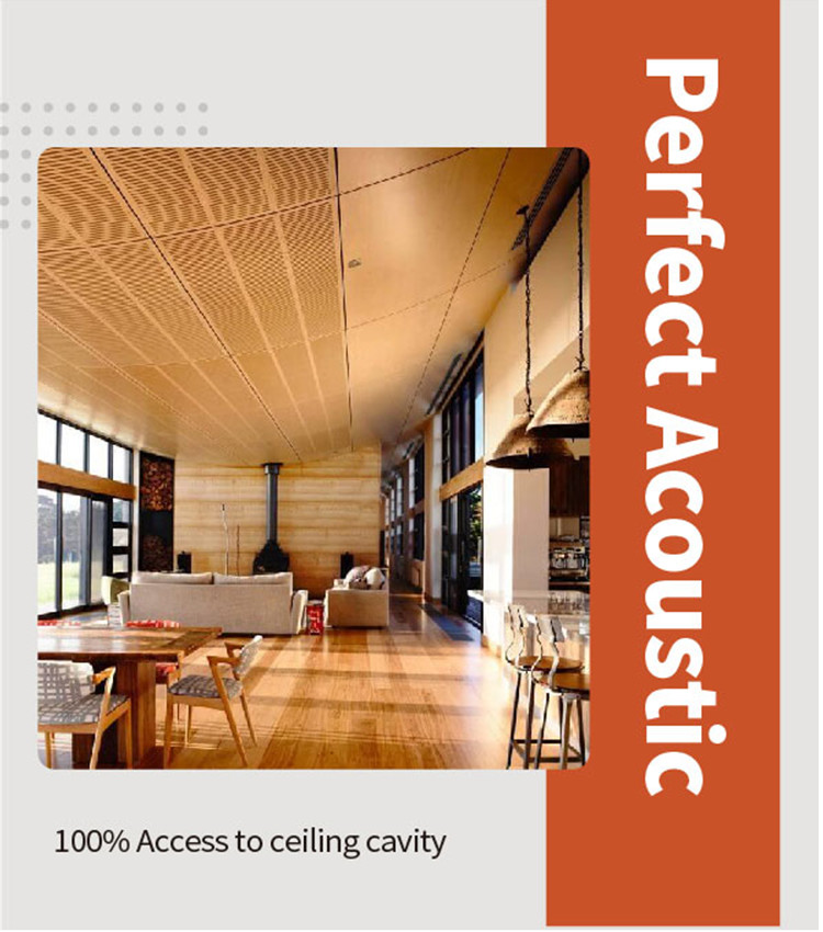 Wood Perforted Acoustic Wood Ceiling Panels Sound Absorption And Art Decoration