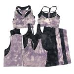 Custom Logo 5 Pieces Yoga Set Tie Dye Sports Bra and Legging Set Workout Yoga
