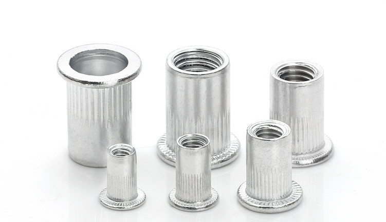 Aluminum Alloy Knurled Flange Rivet Nuts M10 Flat Head With 1.5 Mm Pitch