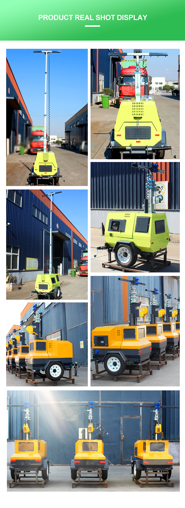 7m Trailer Hand-Lifting Mobile Lighting Tower 4va4000 for 12H Continuous Operation