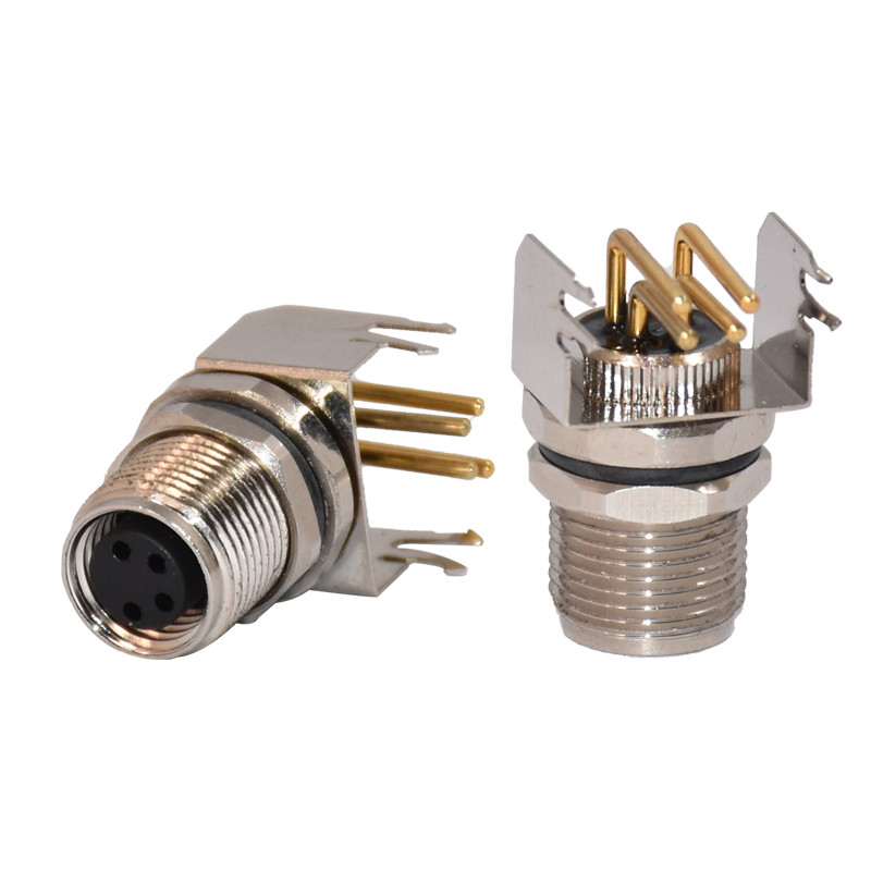 3 4 5 6 8 12pins M8 Panel Mount Waterproof Connector Connector With PCB Solder Tail
