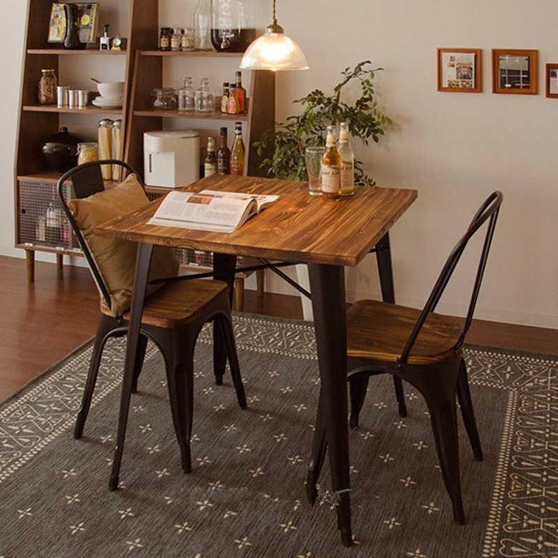 90 X 90 4 Seater Retro Industrial Vintage Kitchen Table And Chairs Metal