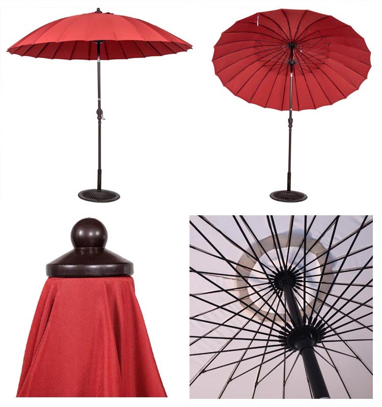 Custom Logo Outdoor Cafe Garden Beach Patio Sun Umbrella with 3 Tiers and LED Lights