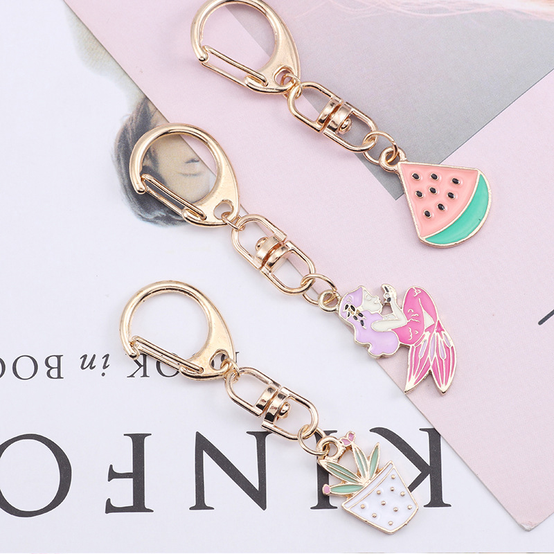 Metal Watermelon Key Chain 15cm x 6.5cm x 1.6cm Silk screen printing