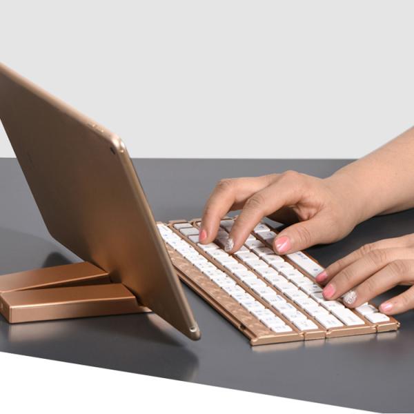 Quality Single Item Folding Bluetooth Keyboard 180mAh Li - Ion Battery With Stand Holder for sale