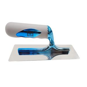 China Blue Stainless Steel Trowel Plastic Soft Rubber Handle Plastering Finishing Trowel wholesale