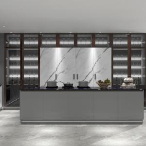 China Woodgrain Modern Kitchen Cabinet Unassembled Handleless Furniture wholesale