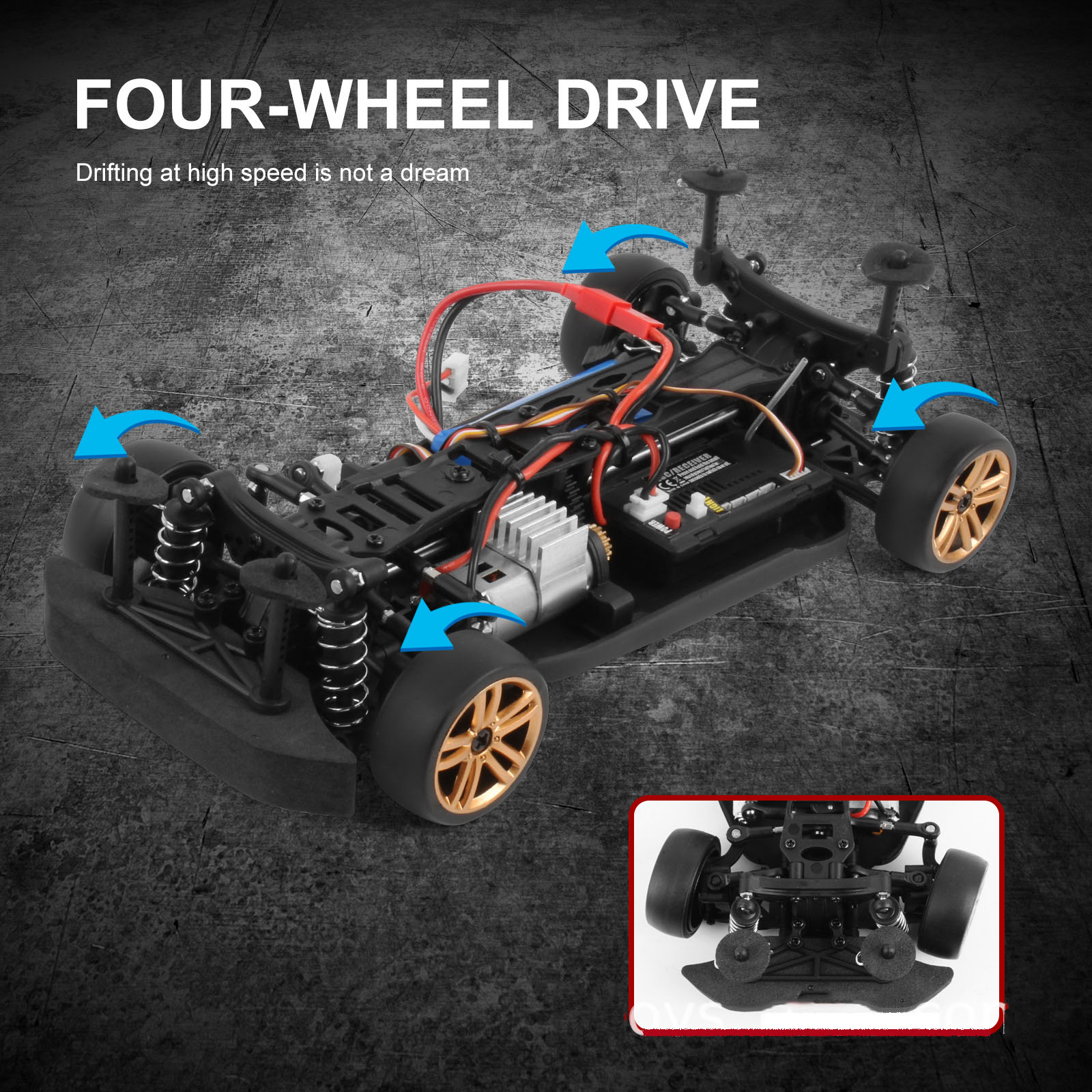 1/18 Four-Wheel Drive Plastic Remote Control Car 2.4G for Children RC Racing Electric Toy