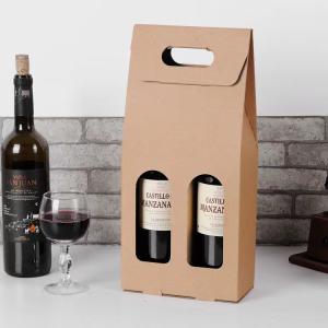 China 10cm*35cm*10cm Wine Bottle Paper Bags Biodegradable 2 Bottle Wine Gift Bag wholesale