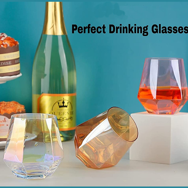 16 Ounce Acrylic Stemless Wine Glass Pink Leopard Unbreakable Drink Glasses