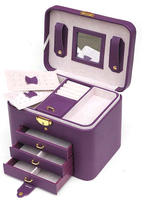 Locking Faux Leather Jewelry Carrying Case , Valuables Storage Case Eco Friendly