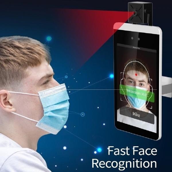 8" IPS Forehead Infrared Thermometer Sanitizer Dispenser Floor Stand