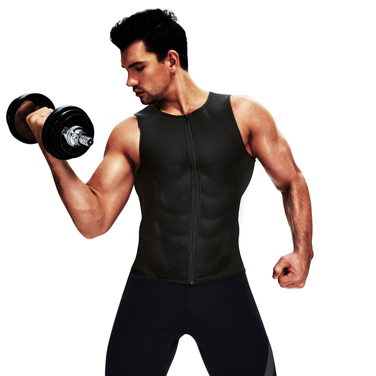HEXIN Neoprene Waist Trainer Shaper Knitted Workout Gym Zipper Tank Top Sauna Vest for Men
