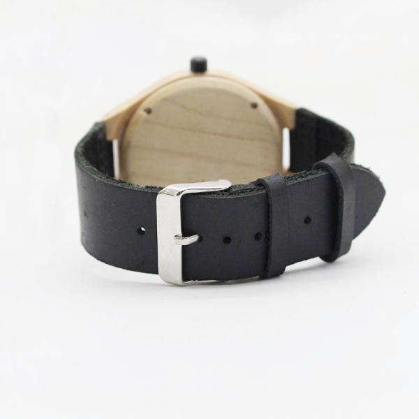 Natural Maple Minimalist Leather Watch / Genuine Leather Wood Watch