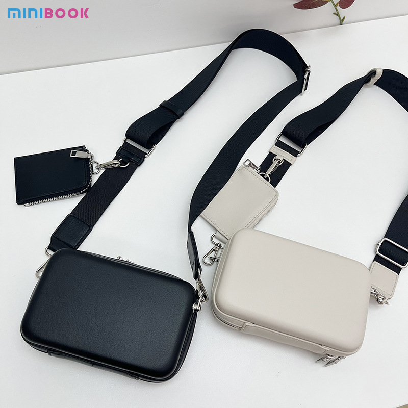 Custom Logo Men's Leather Sling Bag PU Leather Square Box Shape Purses Stylish Design
